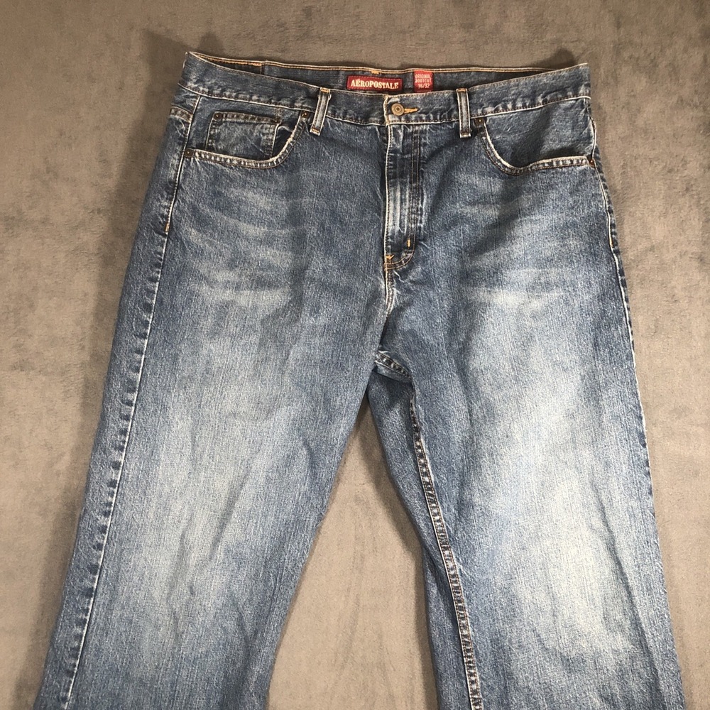 Aeropostale Mens Bootcut Jeans 36x32 Blue Denim Y2K Whiskering See Pics For Size